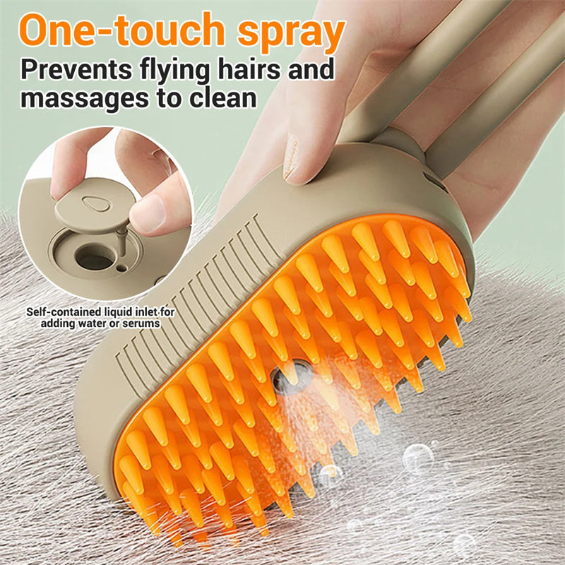 3-in-1 Pet Steamy Grooming Brush